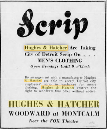 Hughes & Hatcher - Old Ad From May 1933 (newer photo)